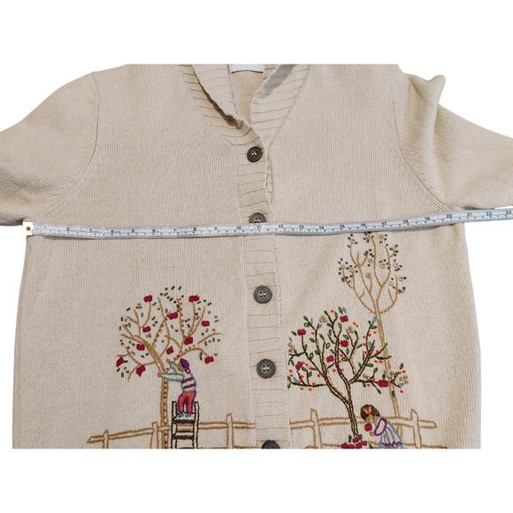 Alfred Dunner Cardigan Sweater Embroidered Button Up Knit Ramie Cream Womens XL - Picture 4 of 8